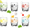 PLATINUX Szklanki z kwiatowym dekorem, zestaw 6 sztuk, 250ml (max. 280ml), szklanki do wody, szklanki do soków z profilowanym dnem