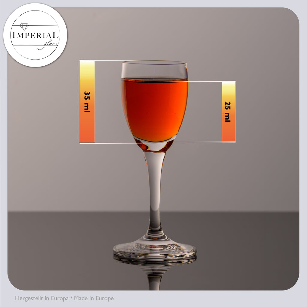 IMPERIAL glass Kieliszki do likieru 6 sztuk 35ml - Kieliszki do wódki na nóżce, kieliszki do shotów ze szkła krystalicznego, można myć w zmywarce