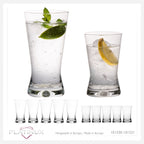 PLATINUX Szklanki Zestaw 200ml + 300ml Kształt X 12-częściowy ze szkła "CrossLine" Można myć w zmywarce