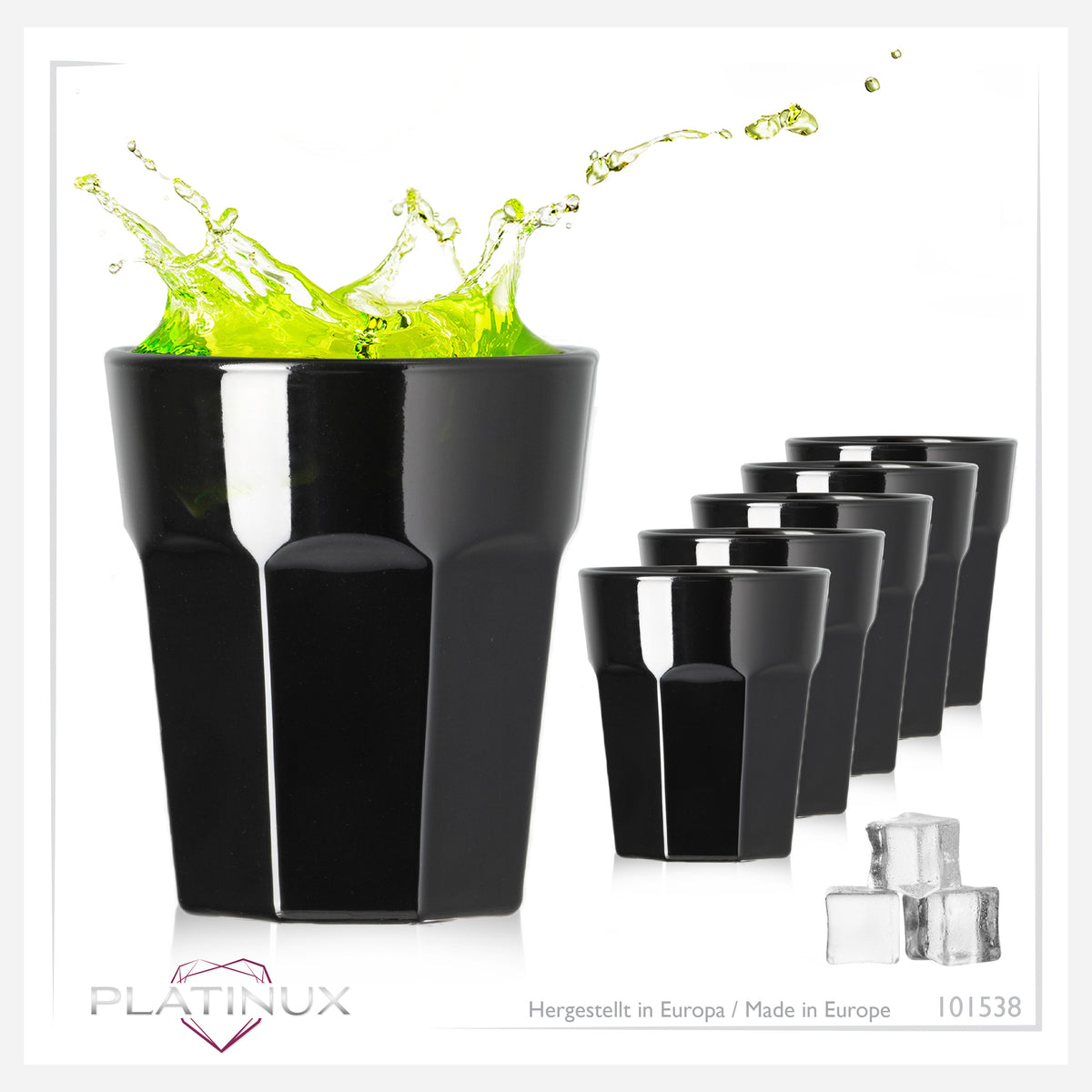 PLATINUX Czarne Kieliszki do Wódki Szklane 30ml (max. 40ml) Zestaw 6 sztuk Kieliszki Shot