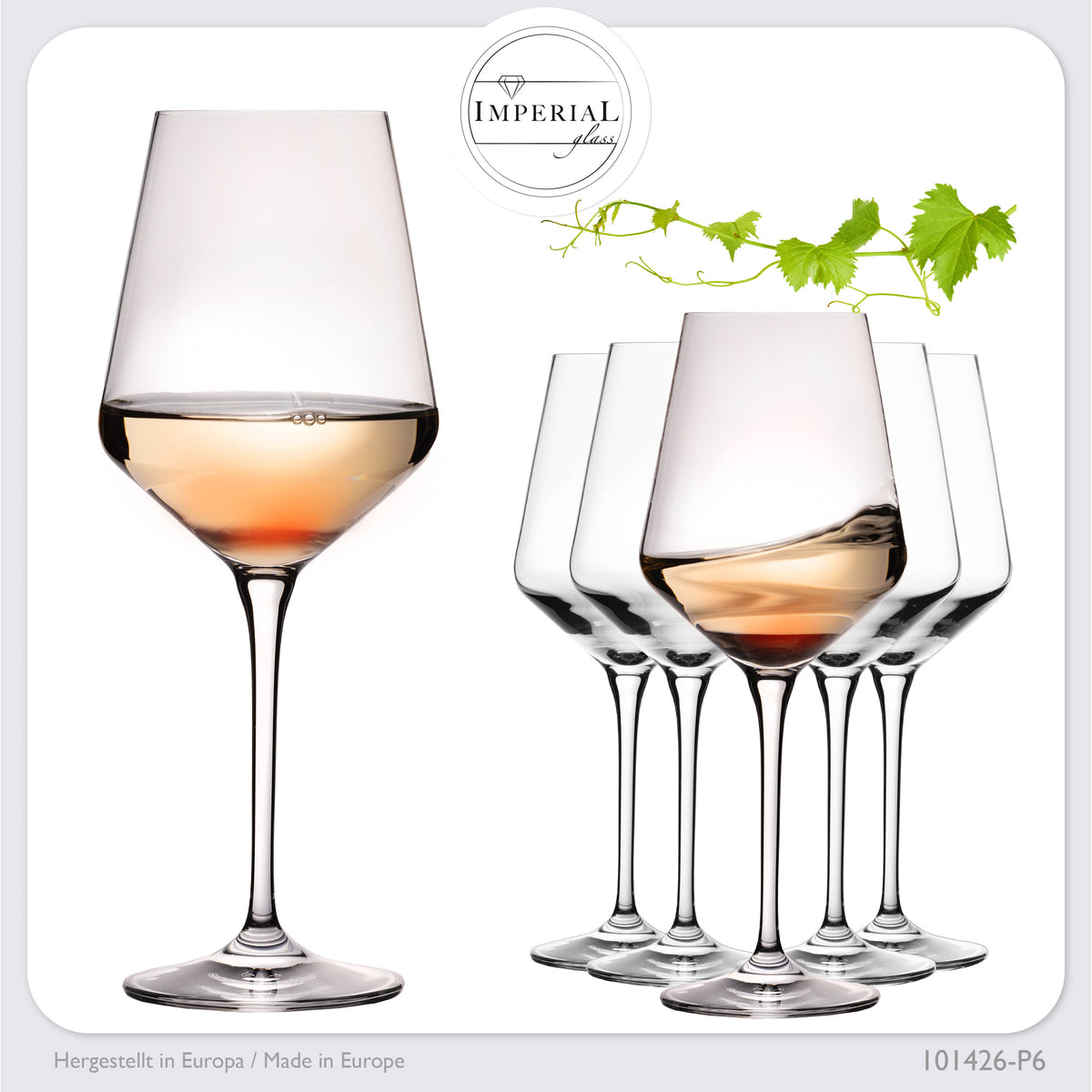 IMPERIAL glass Weißweingläser 450ml "Athen" Set 6-Teilig Riesling Glas aus Crystalline Glas Weingläser Spülmaschinenfest