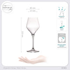Kieliszki do białego wina IMPERIAL 370 ml seria „Rom” – zestaw 6 sztuk ze szkła kryształowego
