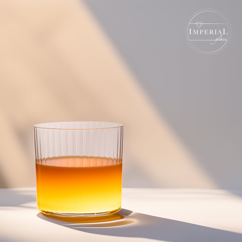 IMPERIAL Rifflowane szklanki do picia 350 ml, zestaw 12 sztuk, ze szkła kryształowego "London", można myć w zmywarce