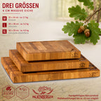 FALKENBERGER Stirnholz Schneidebrett aus massiver Eiche 40 × 30 × 4 cm L Handgefertigt