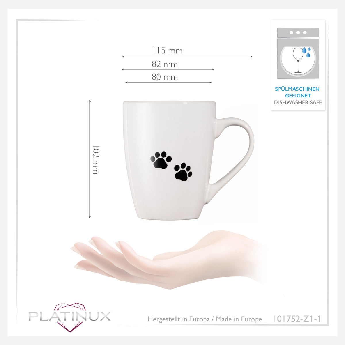 Filiżanka do kawy PLATINUX z uchem 250ml (max. 300ml) z motywem kota "Coco"