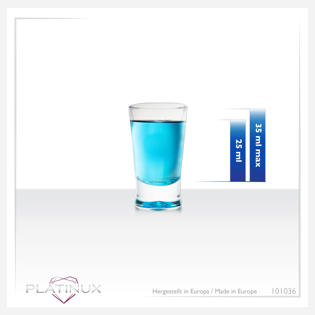 PLATINUX Zestaw 12 kolorowych kieliszków do shotów 2,5cl kieliszki do tequili, kieliszki do wódki, małe kieliszki