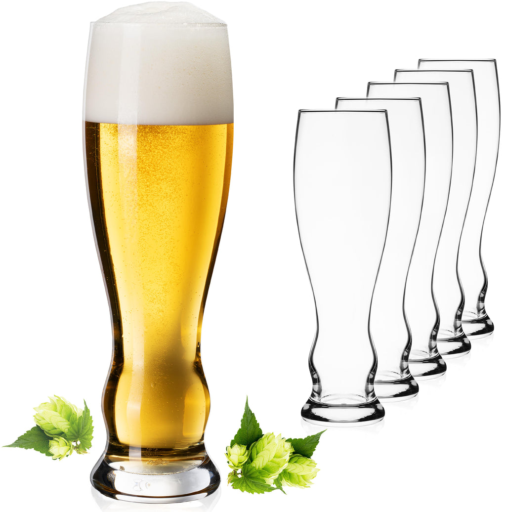PLATINUX Wysokie szklanki do piwa 500ml (maks. 600ml) Zestaw 6-częściowy Szklanki do piwa pszenicznego ze szkła 0,5L
