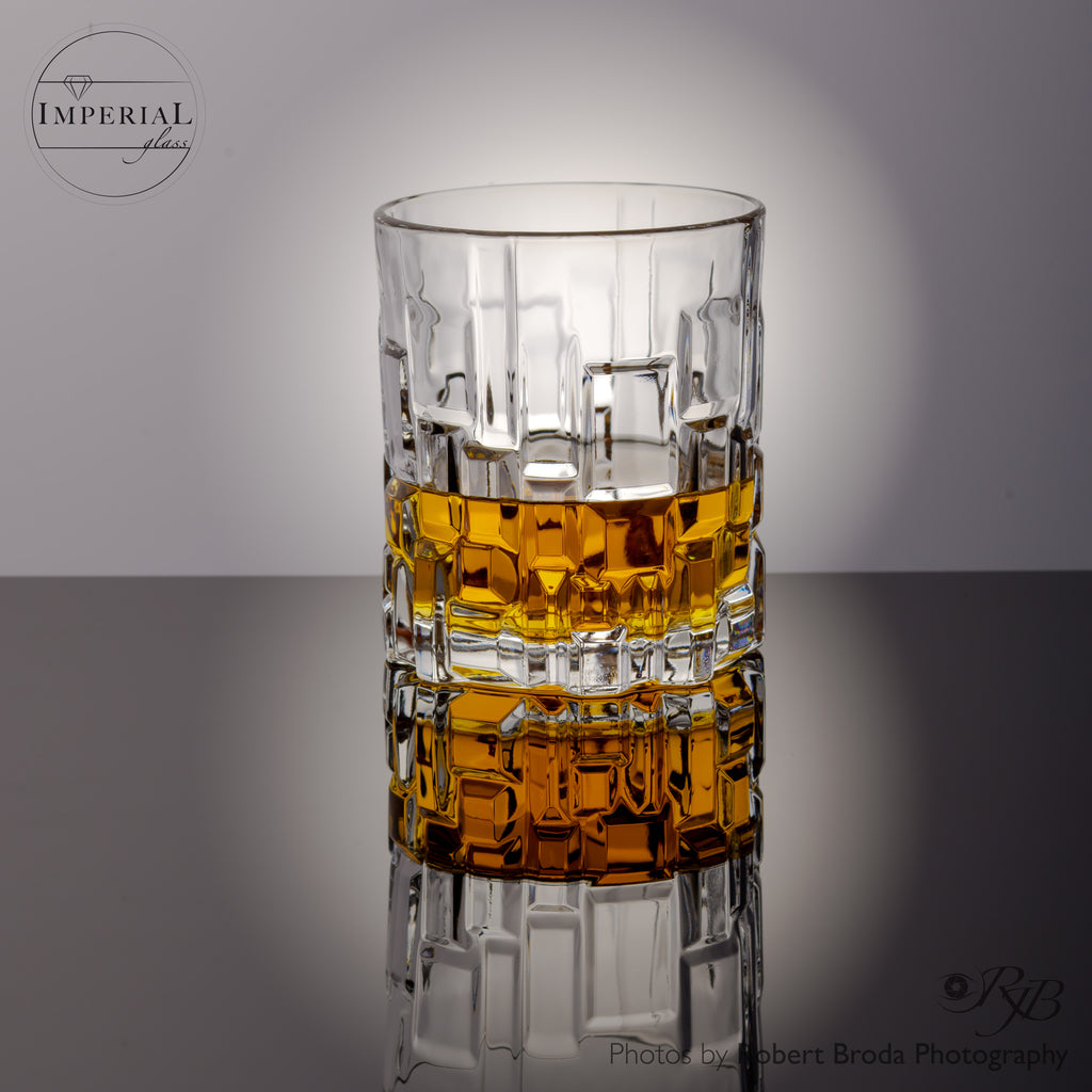 IMPERIAL glass Szklanki do whisky 330ml Zestaw 6 sztuk ze szkła kryształowego - Szklanki do whisky Tumbler z reliefową strukturą i masywnym dnem Można myć w zmywarce