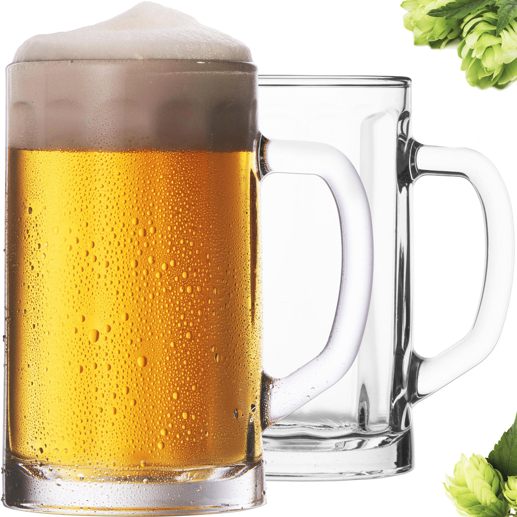 PLATINUX Zestaw 2 szklanek do piwa z uchwytem 300 ml (maks. 350 ml) Kufel szklany