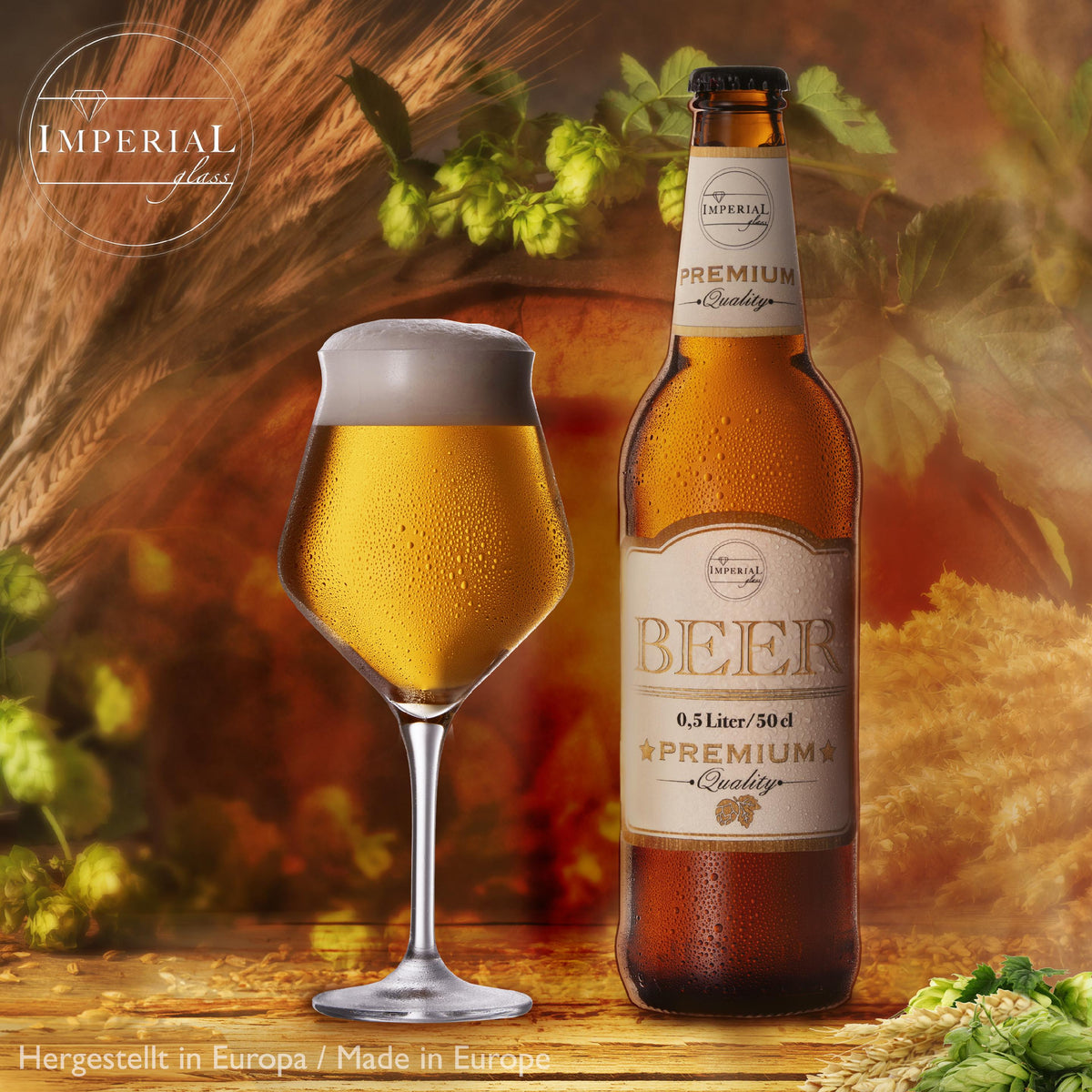 IMPERIAL glass Biergläser Edel 400ml (max. 460ml) Set 6-Teilig aus Crystalline Glas