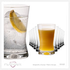 PLATINUX Szklanki 200ml w kształcie X Zestaw 12-częściowy Szklanki do soków ze szkła Seria "CrossLine" Można myć w zmywarce