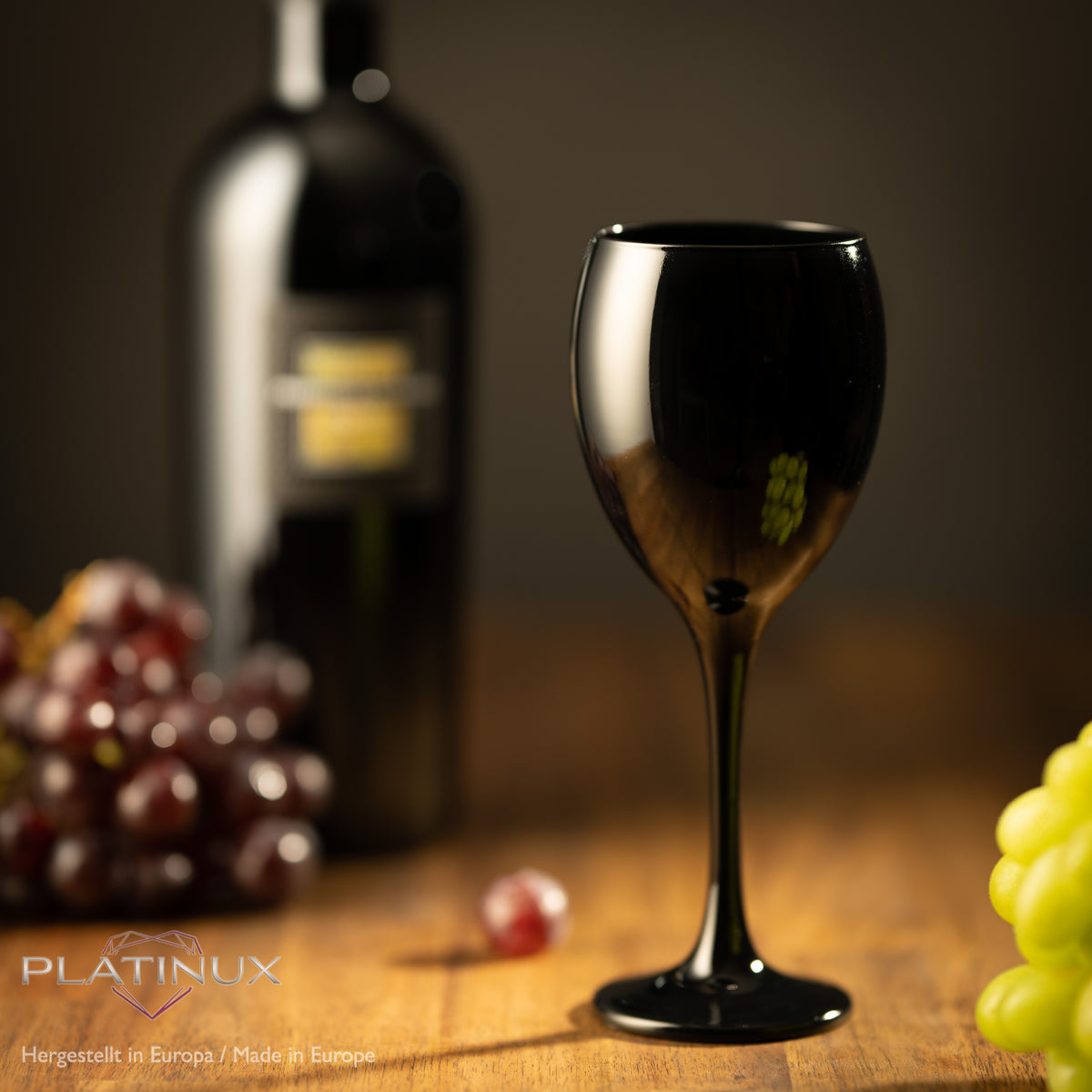 PLATINUX Szklanki do wina czarne i białe, szklane, zestaw 6 sztuk, 130 ml (maks. 320 ml), szklanki do napojów