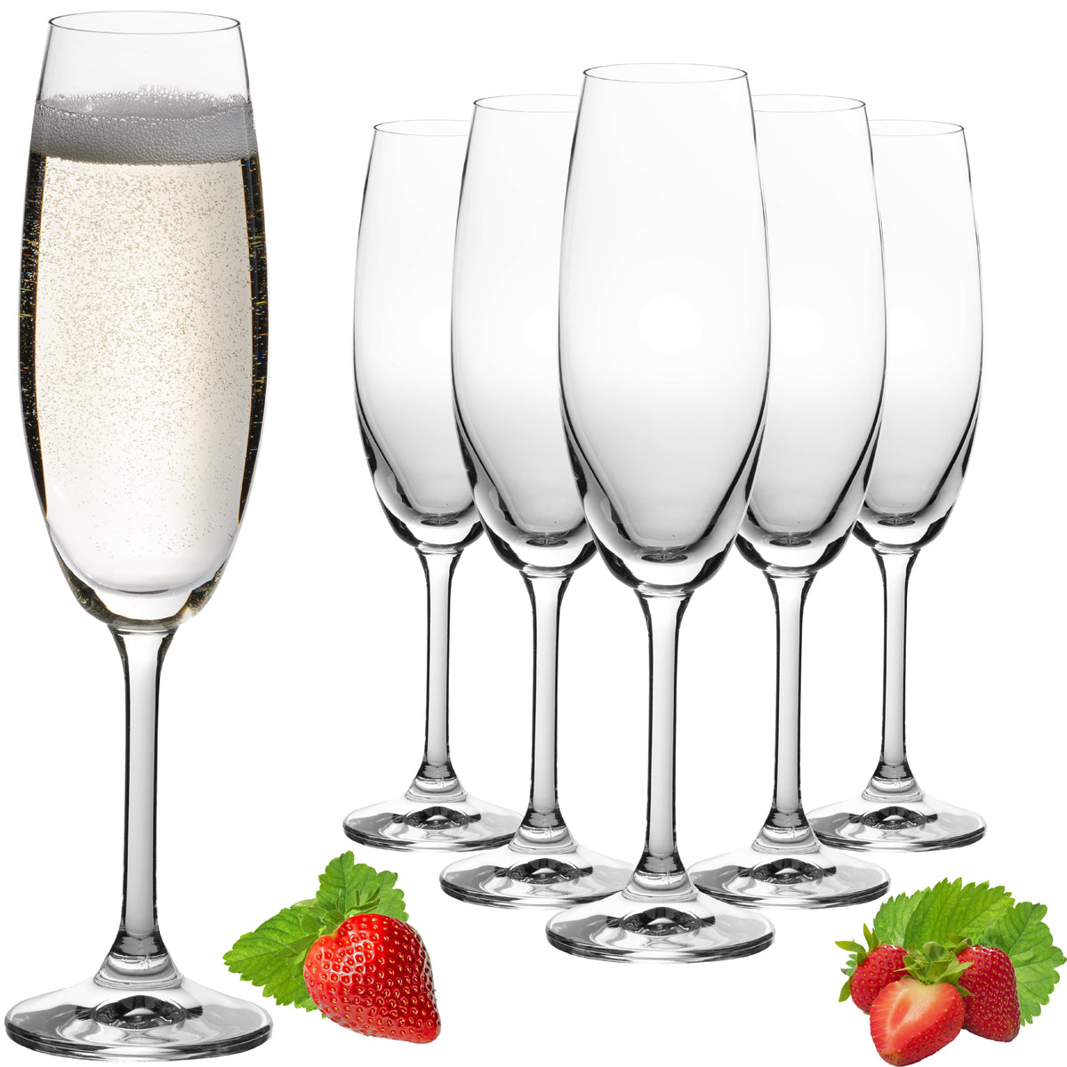 PLATINUX Kieliszki do szampana 170ml (maks. 200ml) Kieliszki do szampana ze szkła krystalicznego Zestaw 6-częściowy Można myć w zmywarce