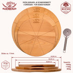 FALKENBERGER Pizzateller Pizzabrett L 2er Set, massive Buche 35 cm x 1,7 cm Handgefertigt