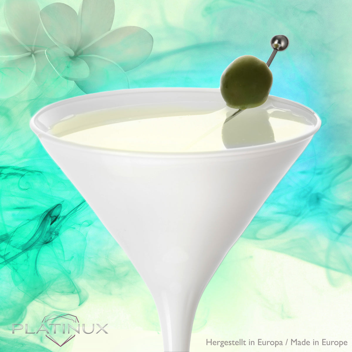 PLATINUX Białe kieliszki do martini 150 ml, zestaw 6 szklanek do koktajli