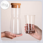 PLATINUX Karafka z korkiem i 6 szklankami w kształcie litery X, 1000 ml / 200 ml ze szkła krystalicznego „CrossLine”, można myć w zmywarce