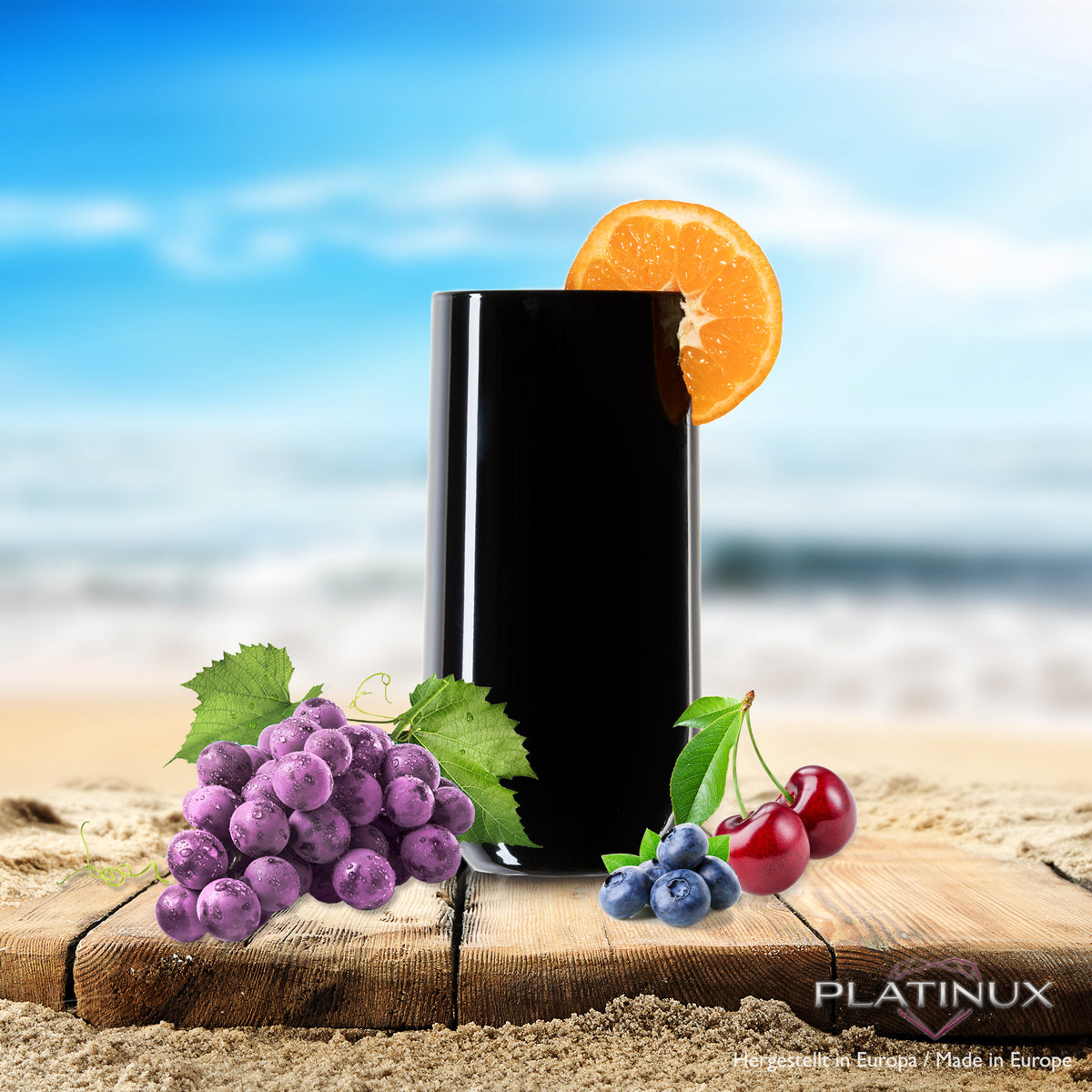 PLATINUX Czarne Eleganckie Szklanki do Napojów 360ml (max. 440ml) Zestaw 6 sztuk Szklanki do Wody, Szklanki do Soków