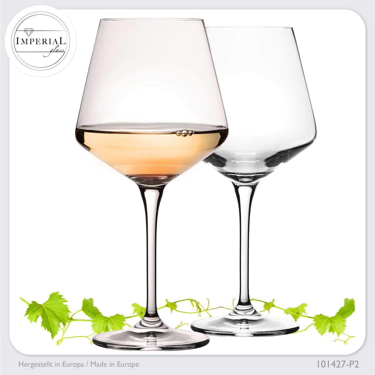 IMPERIAL glass Weißweingläser 560ml "Athen" Set 2-Teilig Chardonnay Glas aus Crystalline Glas Weingläser Spülmaschinenfest