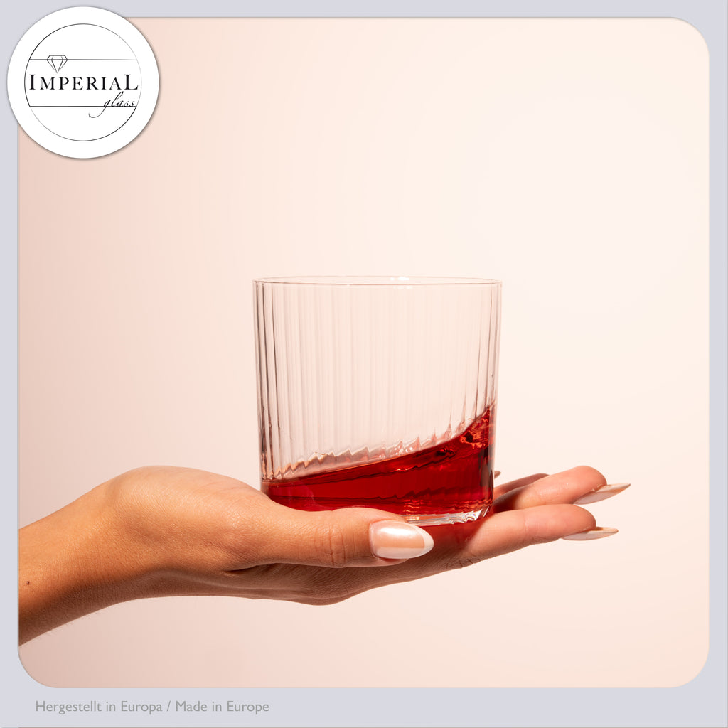 IMPERIAL Rifflowane szklanki do picia 350 ml, zestaw 12 sztuk, ze szkła kryształowego "London", można myć w zmywarce