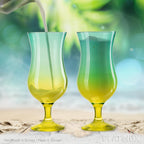 PLATINUX Szklanki koktajlowe zielono-żółte, szklane, zestaw 6 sztuk 400ml (maks. 470ml), duże szklanki do long drinków