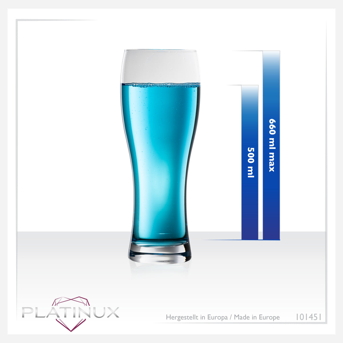 PLATINUX Klasyczne szklanki do piwa 500ml (maks. 660ml) Zestaw 6-częściowy Szklanki do piwa pszenicznego