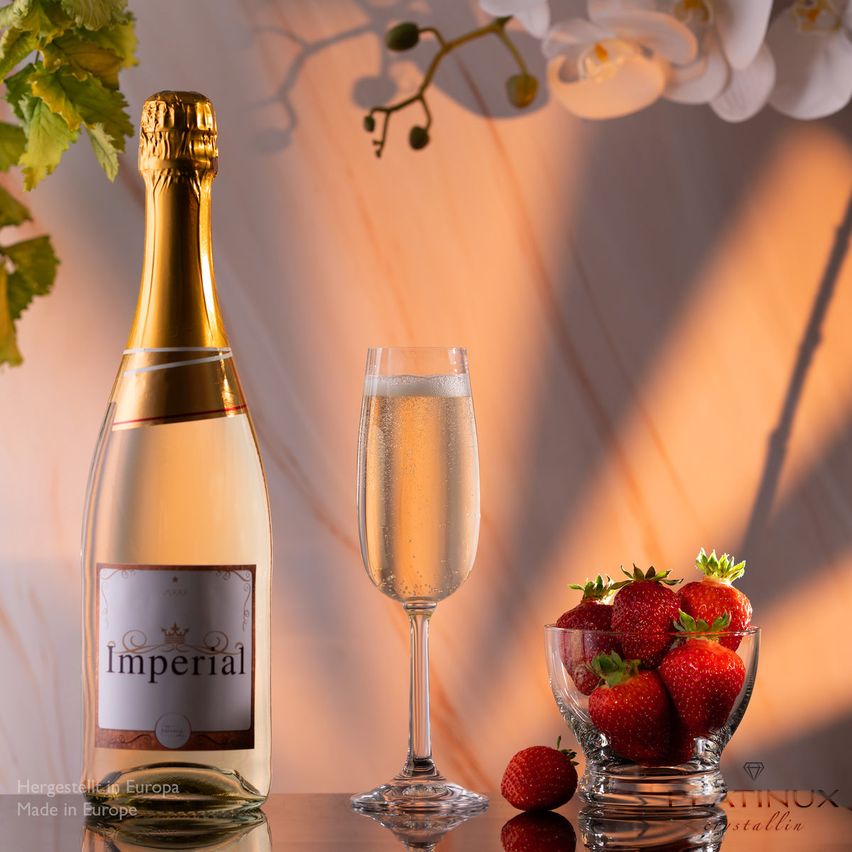PLATINUX Kieliszki do szampana 150ml (maks. 180ml) kieliszki do szampana ze szkła krystalicznego Zestaw 6 sztuk Można myć w zmywarce