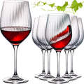IMPERIAL glass Rotweingläser 450ml "London" Set 6-Teilig geriffelte Weingläser aus Crystalline Glas Universalweingläser