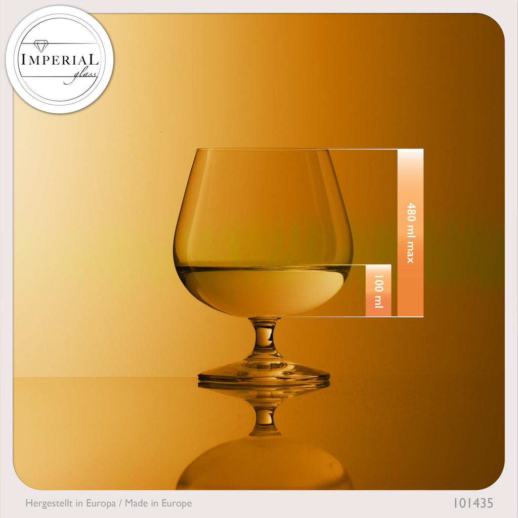 IMPERIAL Kieliszki do koniaku 480ml Zestaw 2 szt. Koniakówki z kryształowego szkła, można myć w zmywarce