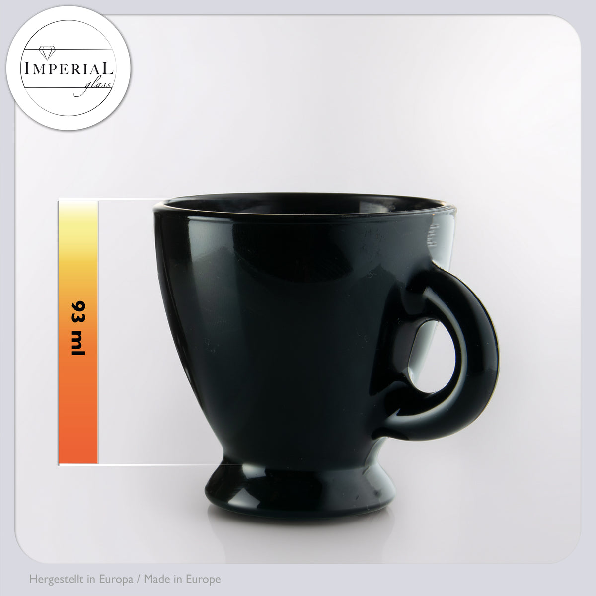 PLATINUX Zestaw filiżanek do espresso – 2 czarne szklanki do espresso ze spodkami szklane 93 ml – Szklanki do kawy Filiżanki