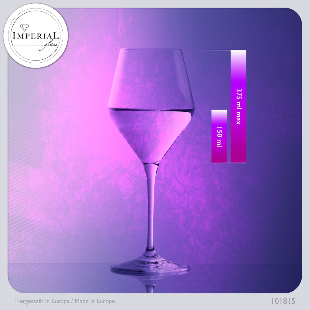 Kieliszki do wina czerwonego IMPERIAL glass 375ml seria "Rom" zestaw 6-częściowy ze szkła krystalicznego