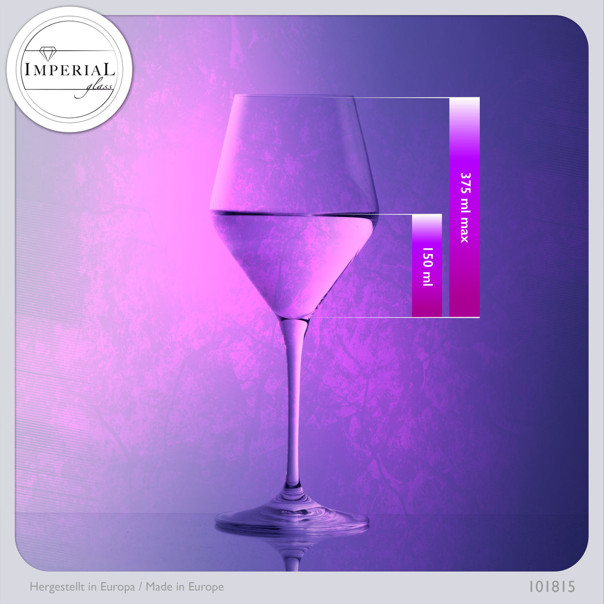 Kieliszki do wina czerwonego IMPERIAL glass 375ml seria "Rom" zestaw 6-częściowy ze szkła krystalicznego