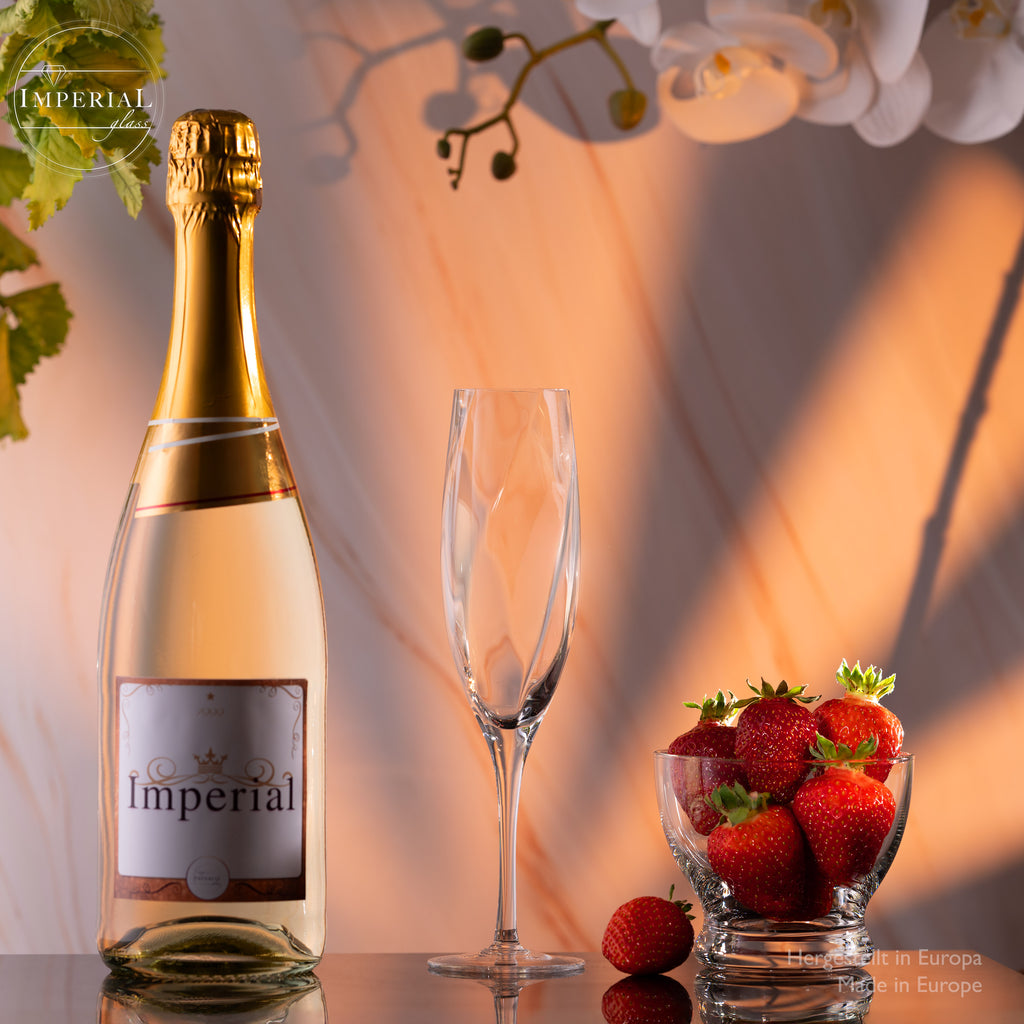 IMPERIAL glass gemusterte  Sektkelche 170ml Set 6-Teilig Sektgläser "Glamour" aus Crystalline Glas Handarbeit