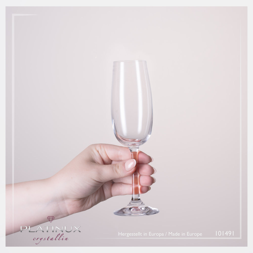 PLATINUM Kieliszki do szampana 150ml (max. 180ml) Kufelki do szampana ze szkła krystalicznego Zestaw 2-częściowy Można myć w zmywarce