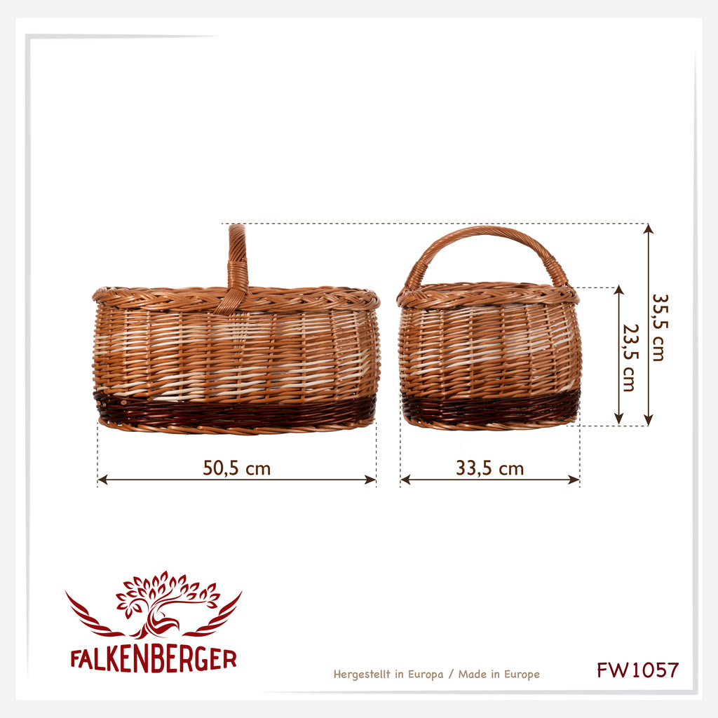 FALKENBERGER Duży kosz wiklinowy 50,5x33,5x23,5cm "Max" kosz na zakupy z wikliny, rękodzieło