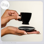 PLATINUX Zestaw filiżanek do espresso – 2 czarne szklanki do espresso ze spodkami szklane 93 ml – Szklanki do kawy Filiżanki