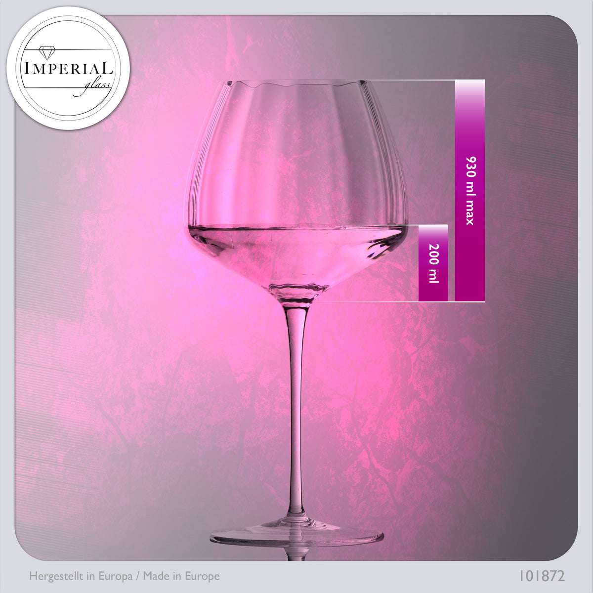 IMPERIAL glass Große Rotweingläser gewellt 930ml Set 4-Teilig "Cali" Bauchige Burgundergläser aus Crystalline Glas Handmade