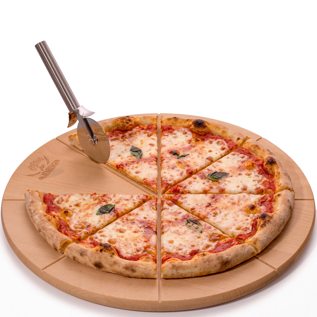 FALKENBERGER Pizzateller Pizzabrett XL, massive Buche, 40 cm x 1,7 cm Handgefertigt