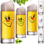 PLATINUX Szklanki do Kölscha szklane 300ml (max. 335ml) Zestaw 6-częściowy z zabawnymi buźkami Szklanki do piwa