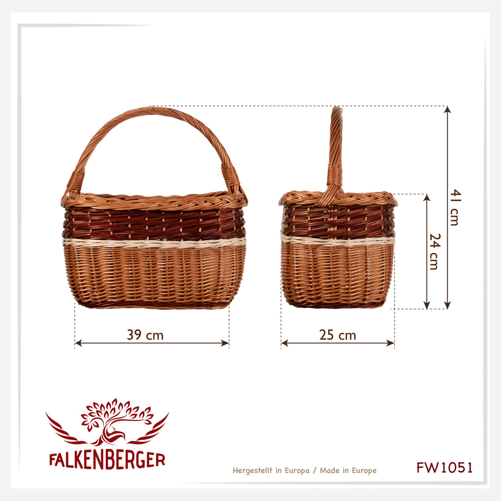 FALKENBERGER Kosz wiklinowy "Amber" 39x25x24cm ręcznie robiony kosz pleciony z uchwytem