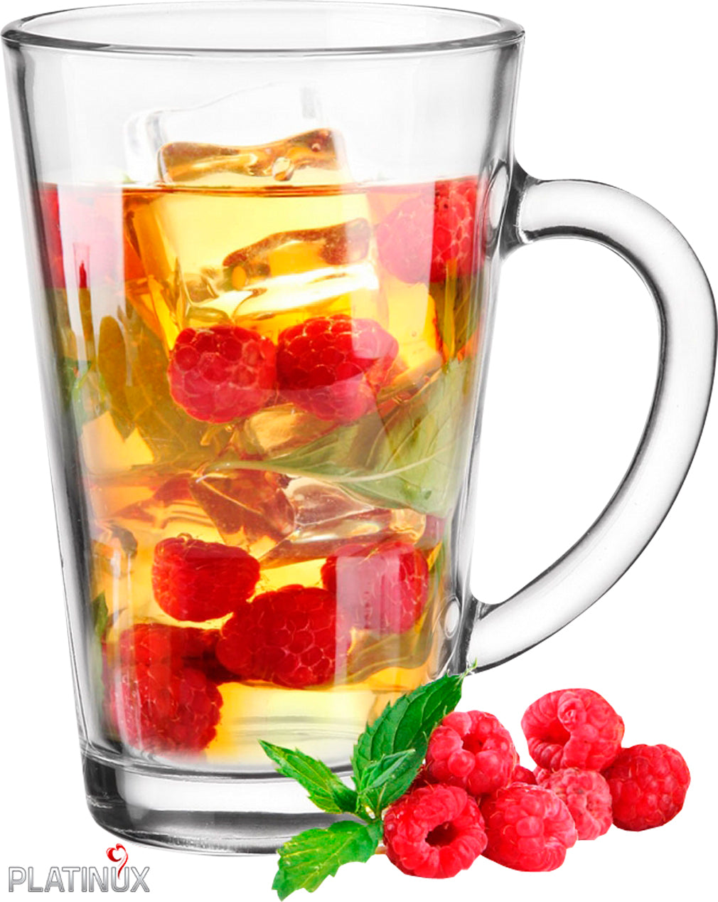 PLATINUX Latte Macchiato Szklanki z uchem, szklane (zestaw 6 sztuk) 270 ml (maks. 350 ml) Szklanki do kawy