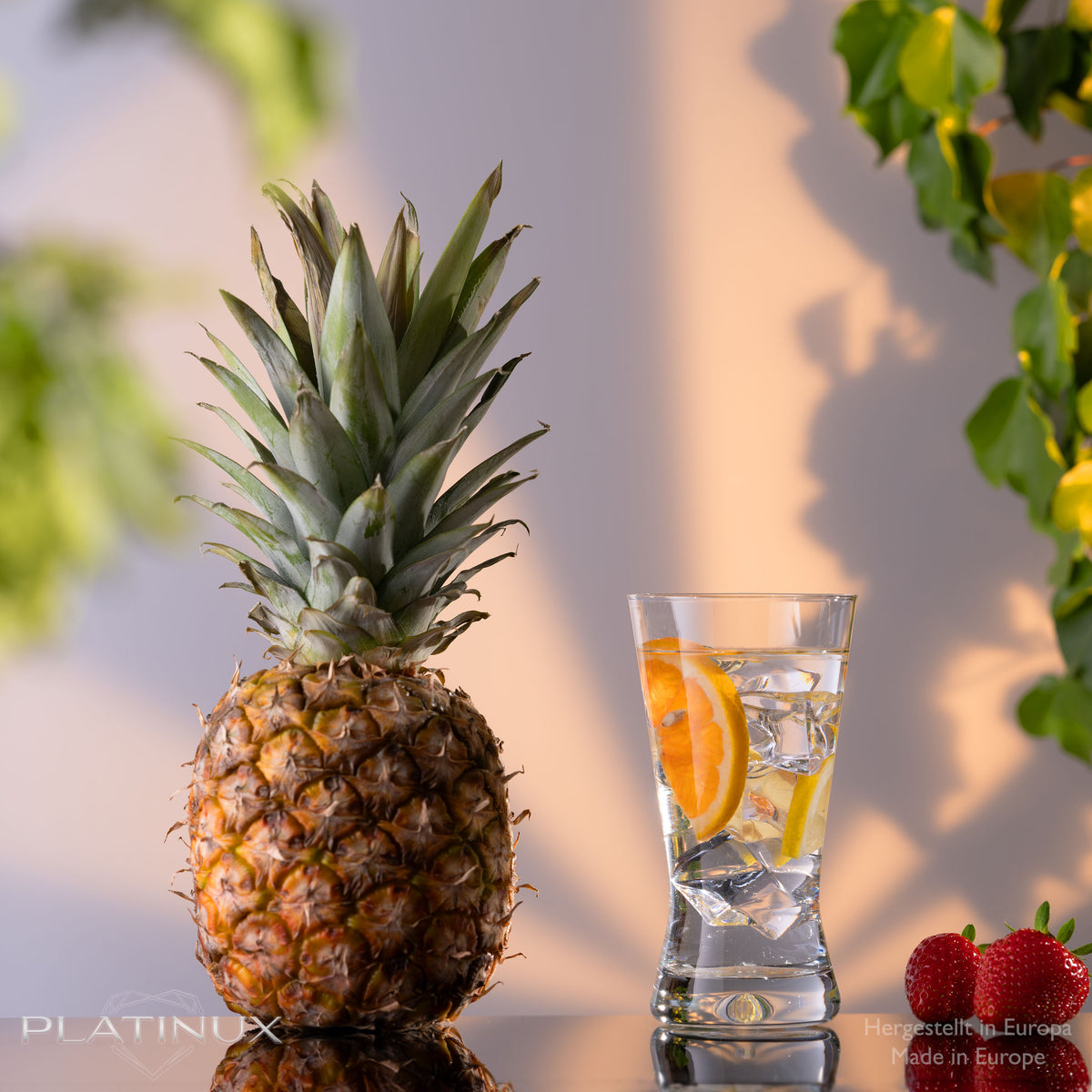 PLATINUX Szklanki Zestaw 200ml + 300ml Kształt X 12-częściowy ze szkła "CrossLine" Można myć w zmywarce