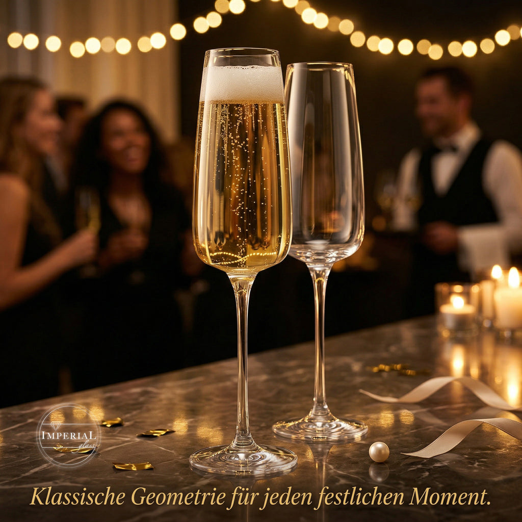 IMPERIAL glass Kanciaste kieliszki do szampana 270ml Zestaw 4 kieliszków do szampana i prosecco ze szkła krystalicznego Seria "Milano" można myć w zmywarce
