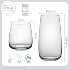 IMPERIAL Glass kwadratowe szklanki do picia zestaw 12 sztuk, szklanki do wody i soku 730 ml i 470 ml ze szkła z serii "Milano" nadające się do mycia w zmywarce
