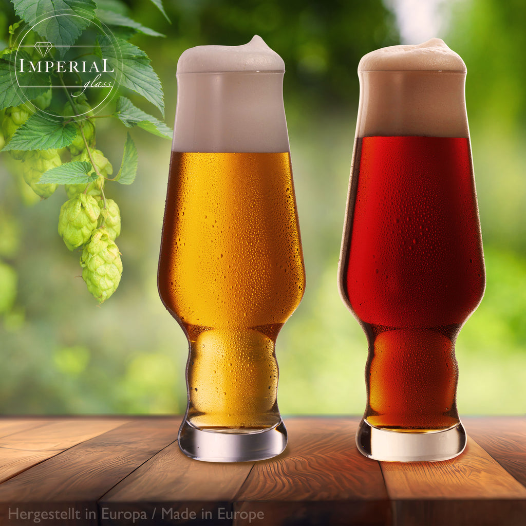IMPERIAL glass Biergläser aus Glas 400ml (max. 500ml) Set 6-Teilig Weizengläser 0,4L