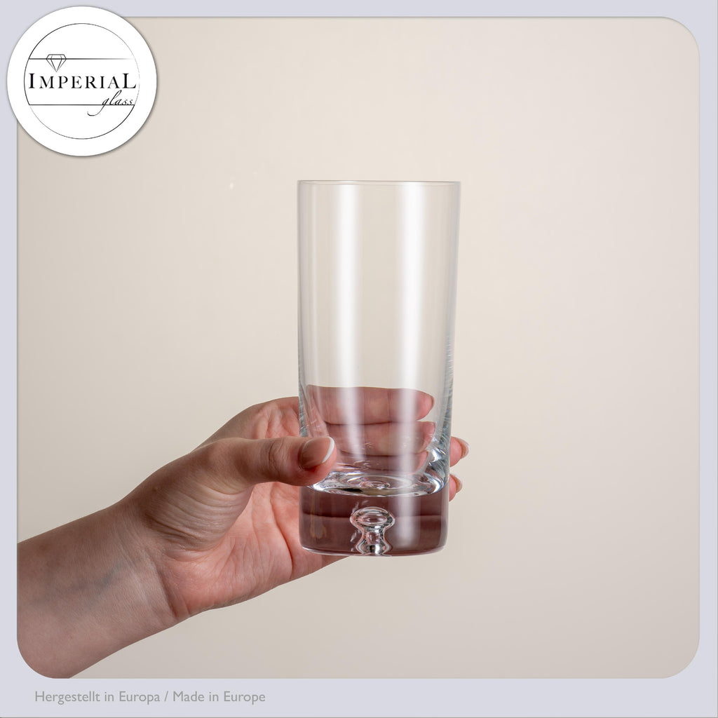 Zestaw szklanek IMPERIAL z pęcherzykiem powietrza w dnie, ze szkła krystalicznego, 370 ml i 300 ml, „Lizbona”, ręcznie robione