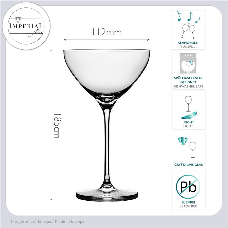 IMPERIAL Zestaw 2 kieliszków do Martini 330ml ze szkła krystalicznego, można myć w zmywarce