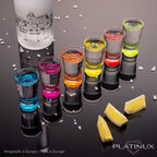 PLATINUX Zestaw 12 kolorowych kieliszków do shotów 2,5cl kieliszki do tequili, kieliszki do wódki, małe kieliszki