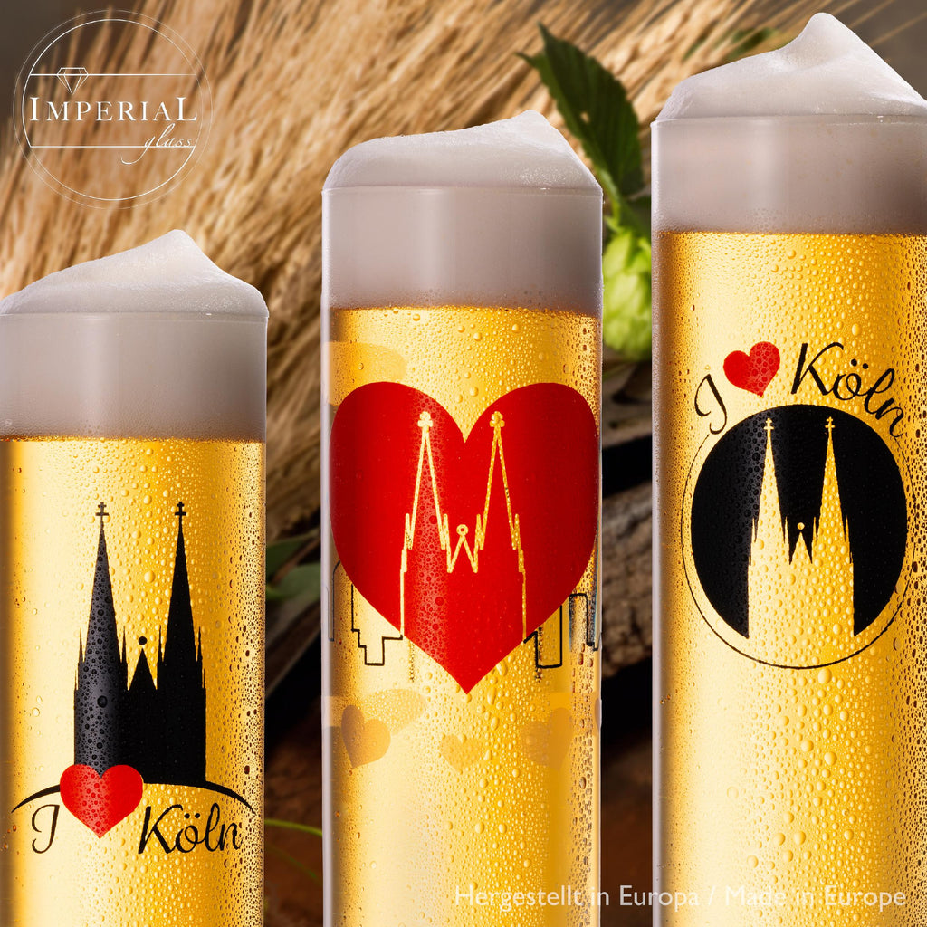 IMPERIAL glass Kölschgläser mit Kölner Dom Motiven Set 3-Teilig 200ml (max. 240ml) Kölschstangen aus Glas