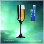 PLATINUX Czarne i Białe stabilne kieliszki do szampana Zestaw 6-częściowy 160ml (maks. 210ml) Szklanki do Prosecco ze szkła