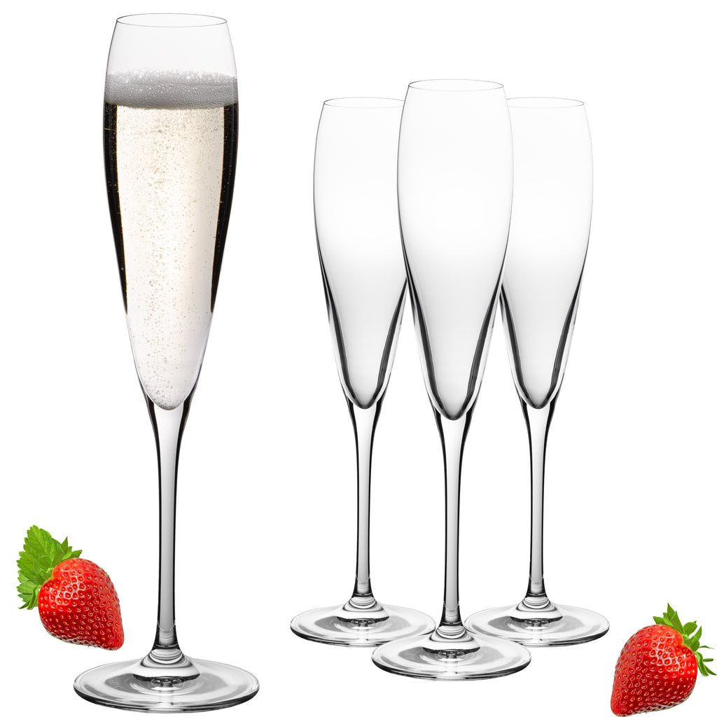 IMPERIAL glass Hohe Sektkelche 140ml (max. 192ml) "Paris" Set 4-Teilig Sektgläser aus Crystalline Glas Spülmaschinenfest